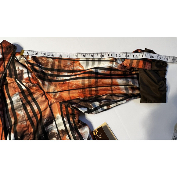 MULTIPLES Jacket 0X 14W Rolled Sleeved Zip Front Rain Orange Brown White NWT - Picture 11 of 12